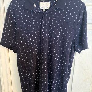 Blue Polo Shirt with pineapple Pattern men’s size XL